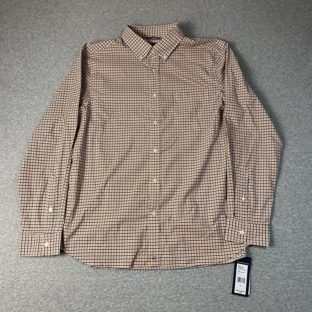 Vineyard Vines Shirt Mens Large Orange On The Go Performance Gingham Plaid Butto
